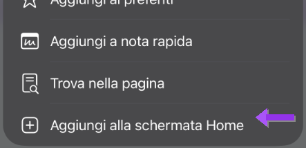 Passo 2: Aggiungi alla schermata Home